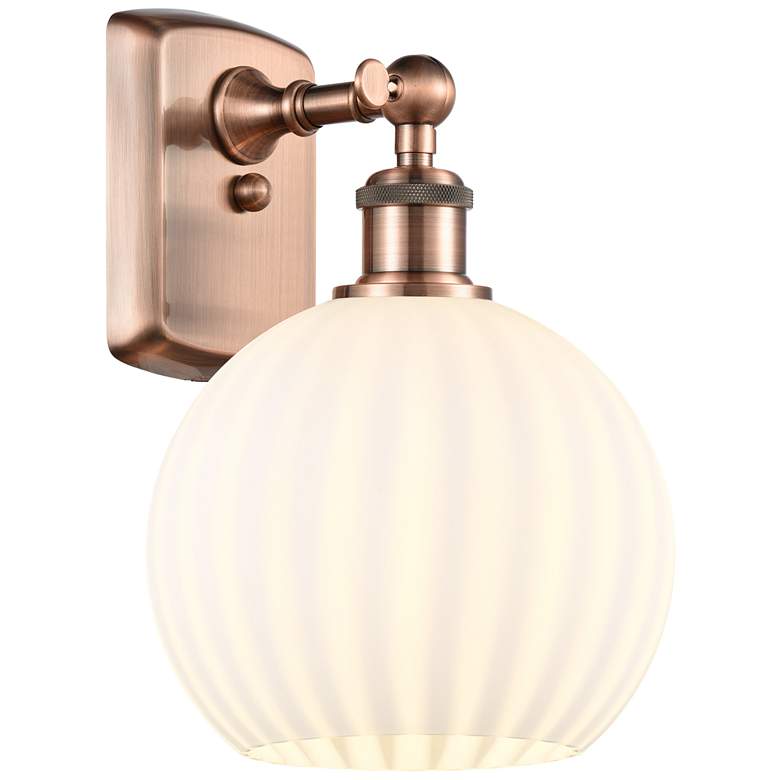 Image 1 Ballston 11" High Antique Copper Sconce With White Venetian Shade
