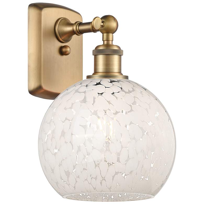 Image 1 Ballston 11" High Brushed Brass Sconce With White Mouchette Shade