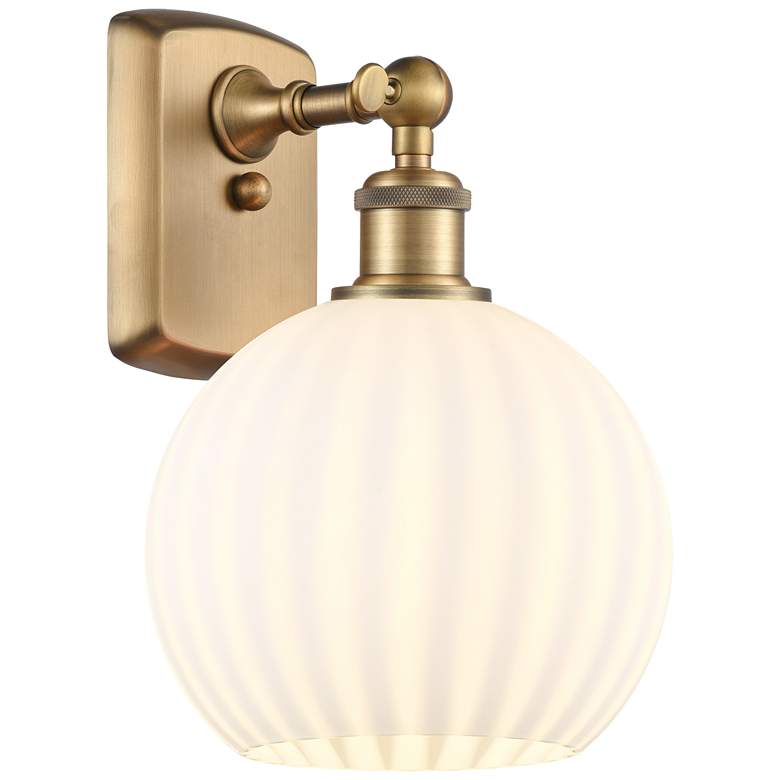Image 1 Ballston 11" High Brushed Brass Sconce With White Venetian Shade