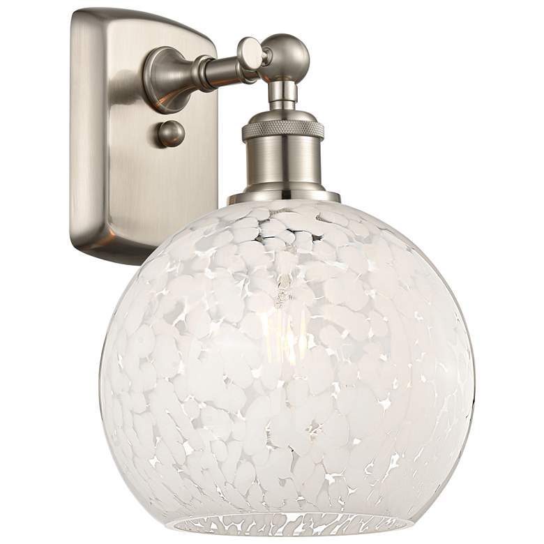 Image 1 Ballston 11" High Brushed Satin Nickel Sconce With White Mouchette Sha