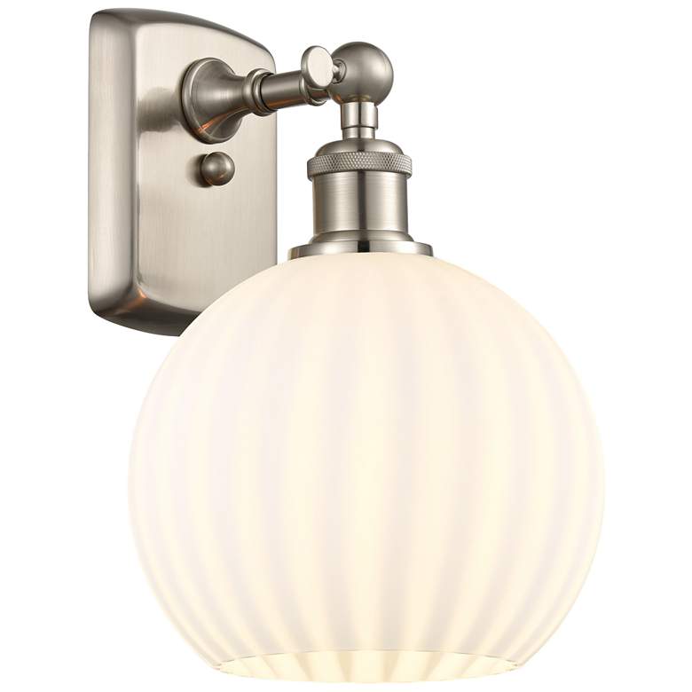 Image 1 Ballston 11" High Brushed Satin Nickel Sconce With White Venetian Shad
