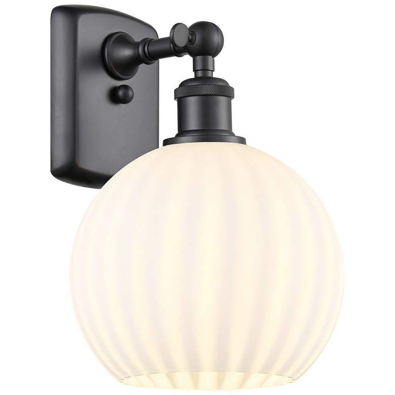 Image 1 Ballston 11" High Matte Black Sconce With White Venetian Shade