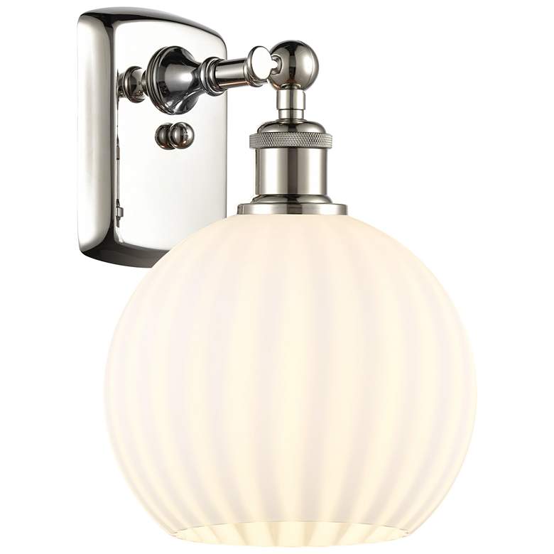 Image 1 Ballston 11" High Polished Nickel Sconce With White Venetian Shade