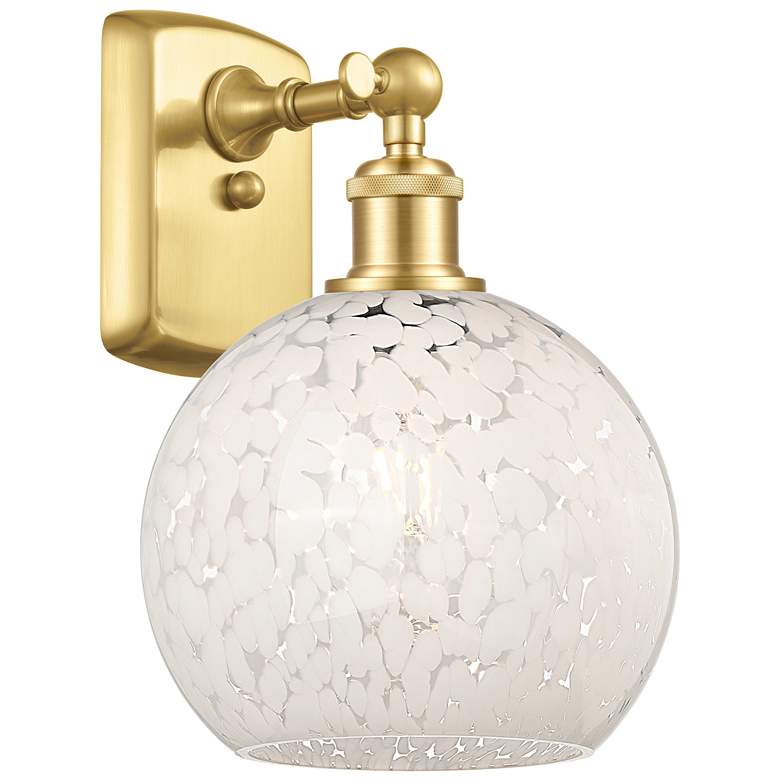 Image 1 Ballston 11" High Satin Gold Sconce With White Mouchette Shade