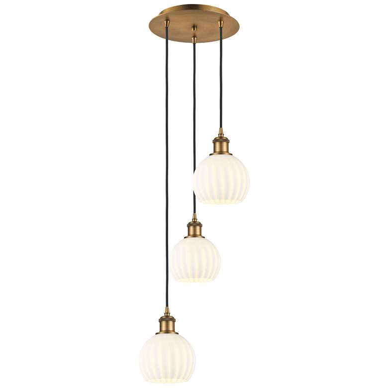Image 1 Ballston 12.5"W 3 Light Brushed Brass Cord Multi Pendant w/ Venetian S
