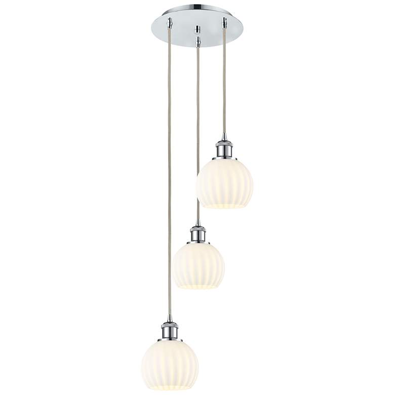 Image 1 Ballston 12.5"W 3 Light Chrome Corded Multi Pendant w/ White Venetian