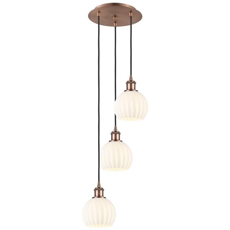 Image 1 Ballston 12.5"W 3 Light Copper Corded Multi Pendant w/ White Venetian