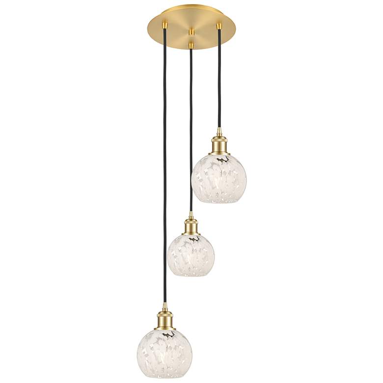 Image 1 Ballston 12.5"W 3 Light Gold Corded Multi Pendant w/ White Mouchette S
