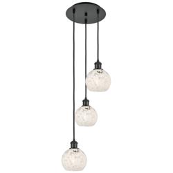Ballston 12.5"W 3 Light Matte Black Corded Multi Pendant w/ Mouchette