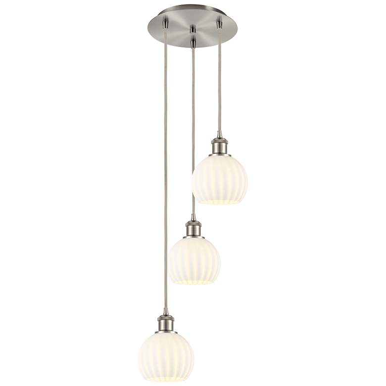 Image 1 Ballston 12.5"W 3 Light Satin Nickel Corded Multi Pendant w/ Venetian