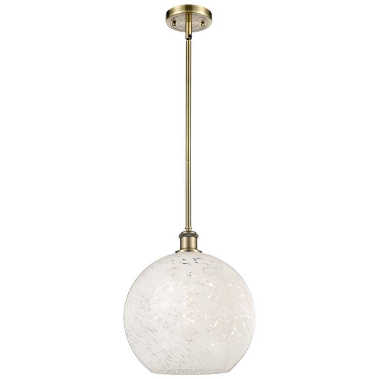 Image 1 Ballston 12" Wide Antique Brass Stem Hung Pendant w/ White Mouchette S
