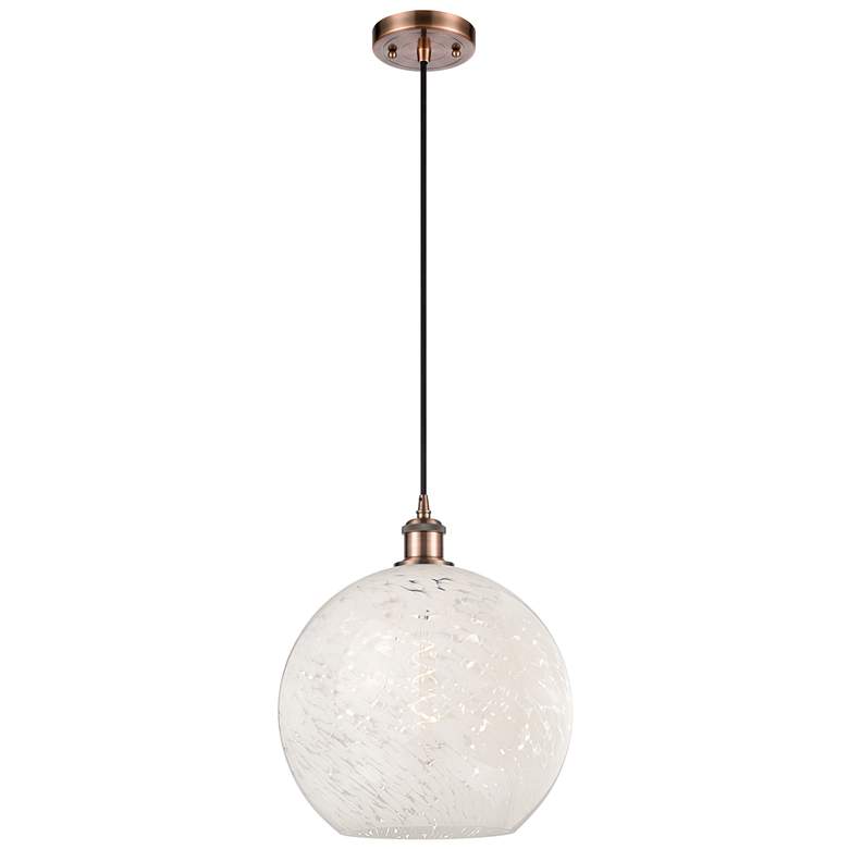 Image 1 Ballston 12" Wide Antique Copper Cord Hung Pendant w/ White Mouchette