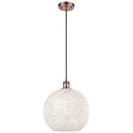 Ballston 12" Wide Antique Copper Cord Hung Pendant w/ White Mouchette Ballston 12" Wide Antique Copper Cord Hung Pendant w/ White Mouchette