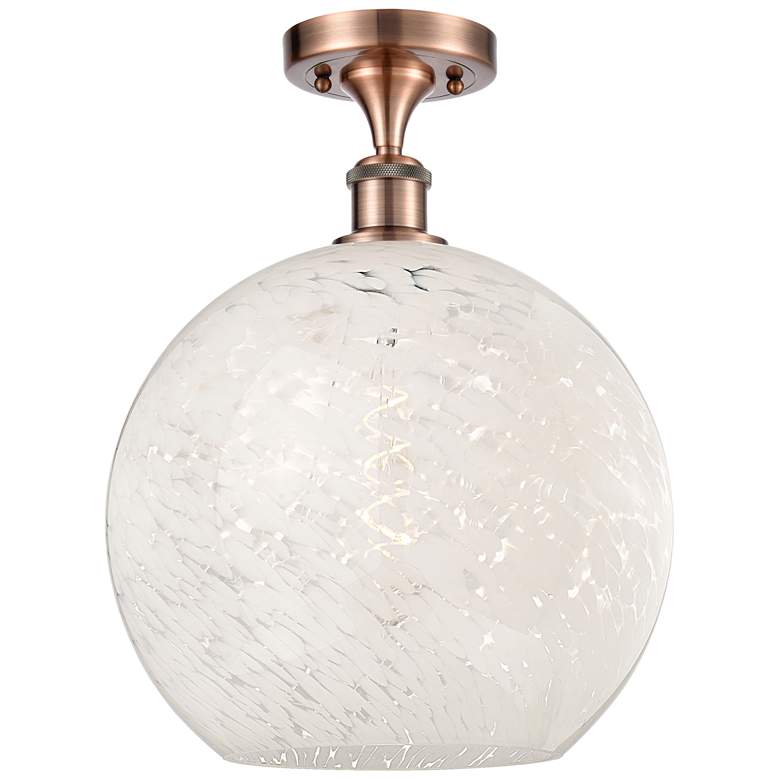 Image 1 Ballston 12" Wide Antique Copper Semi-Flush Mount w/ White Mouchette S