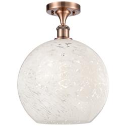Ballston 12" Wide Antique Copper Semi-Flush Mount w/ White Mouchette S