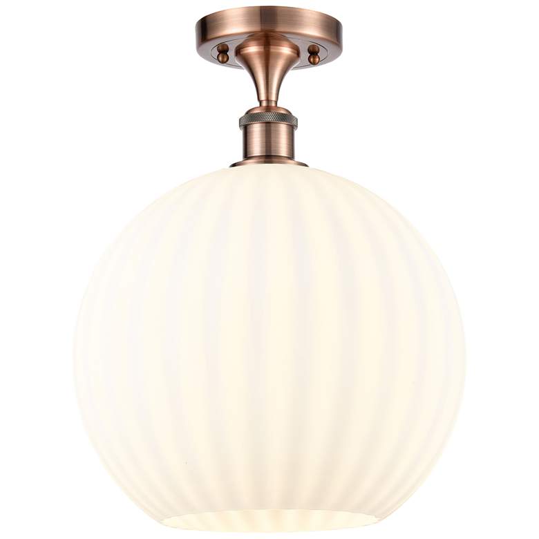 Image 1 Ballston 12" Wide Antique Copper Semi-Flush Mount With White Venetian