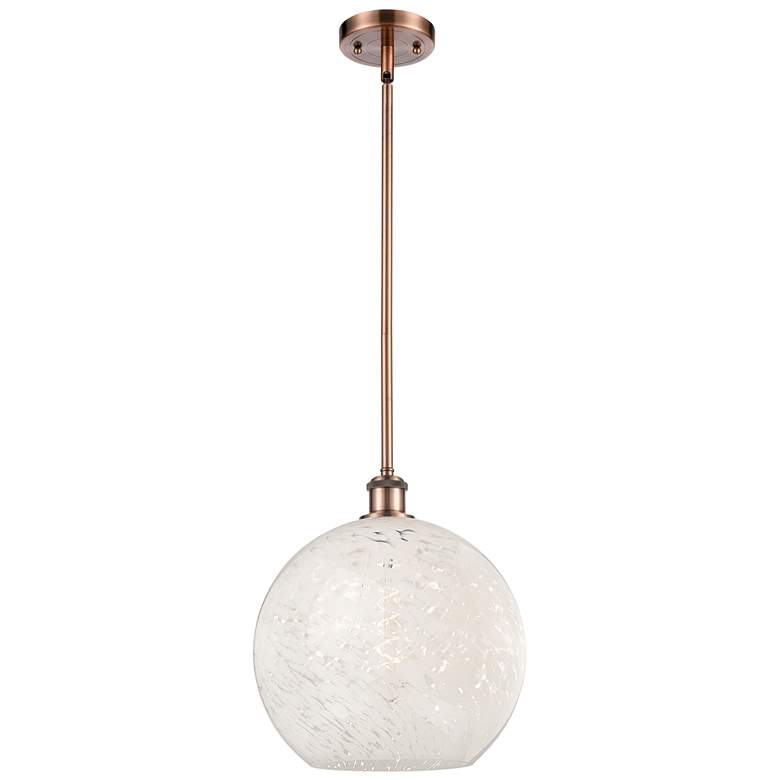 Image 1 Ballston 12" Wide Antique Copper Stem Hung Pendant w/ White Mouchette