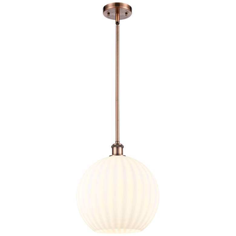 Image 1 Ballston 12" Wide Antique Copper Stem Hung Pendant w/ White Venetian S