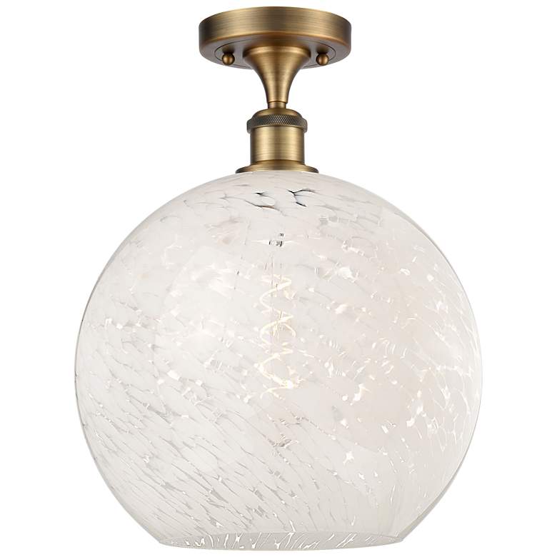 Image 1 Ballston 12" Wide Brushed Brass Semi-Flush Mount With White Mouchette