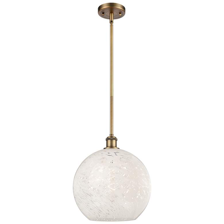 Image 1 Ballston 12" Wide Brushed Brass Stem Hung Pendant w/ White Mouchette S