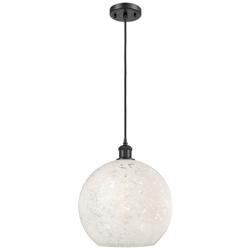 Ballston 12" Wide Matte Black Cord Hung Pendant With White Mouchette S
