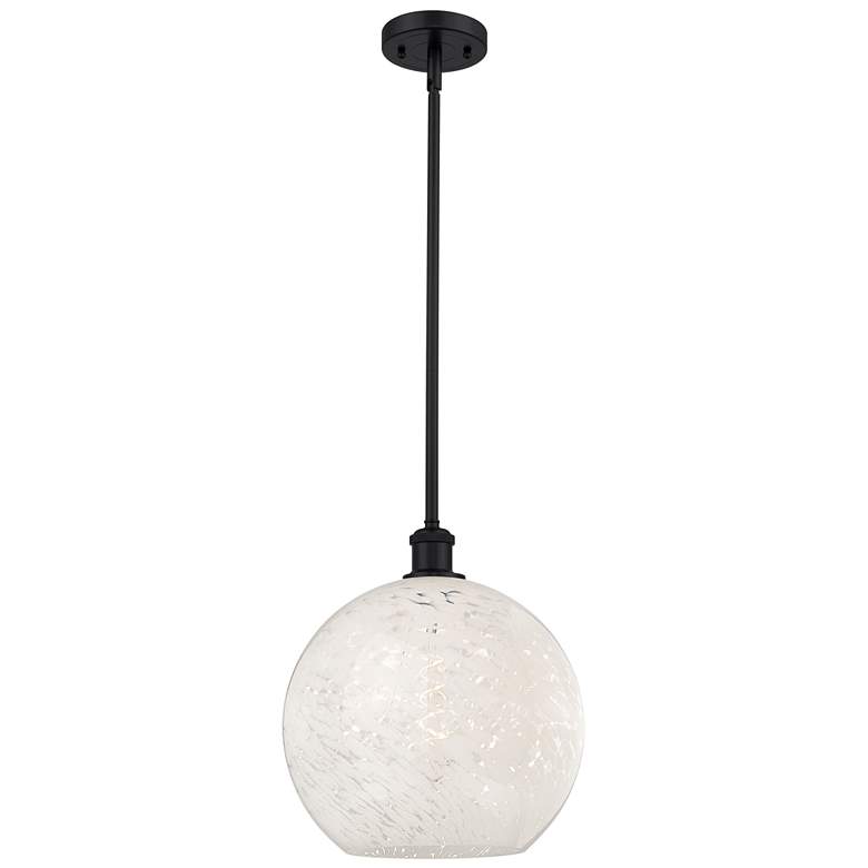 Image 1 Ballston 12" Wide Matte Black Stem Hung Pendant With White Mouchette S