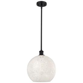 Ballston 12" Wide Matte Black Stem Hung Pendant With White Mouchette S Ballston 12" Wide Matte Black Stem Hung Pendant With White Mouchette S