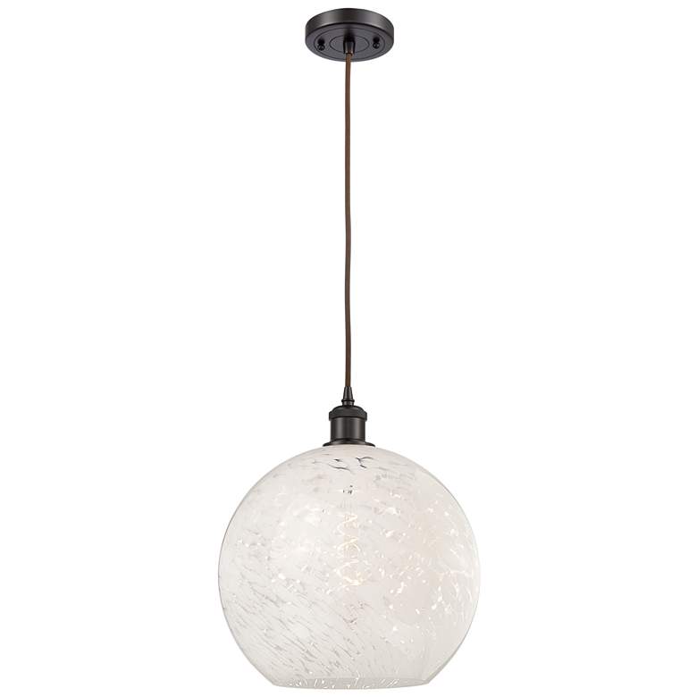 Image 1 Ballston 12" Wide Oil Rubbed Bronze Corded Pendant w/ White Mouchette