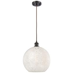 Ballston 12" Wide Oil Rubbed Bronze Corded Pendant w/ White Mouchette