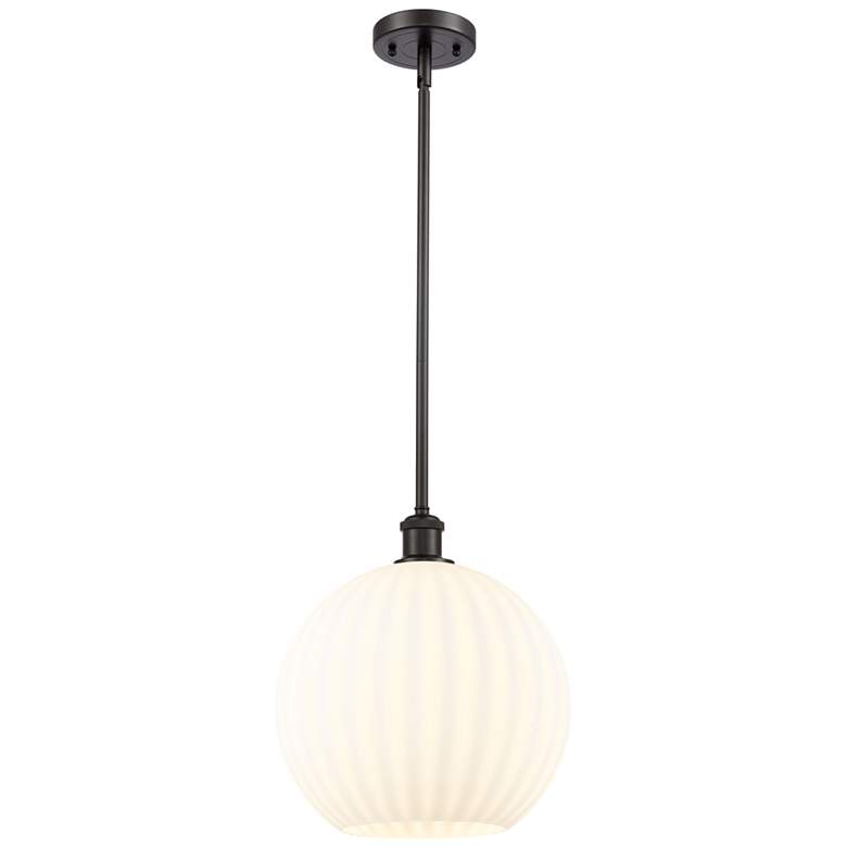 Image 1 Ballston 12" Wide Oil Rubbed Bronze Stemmed Pendant w/ White Venetian