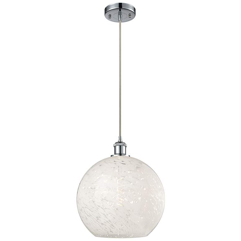 Image 1 Ballston 12" Wide Polished Chrome Corded Pendant w/ White Mouchette Sh