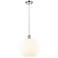 Ballston 12" Wide Polished Nickel Cord Hung Pendant w/ White Venetian
