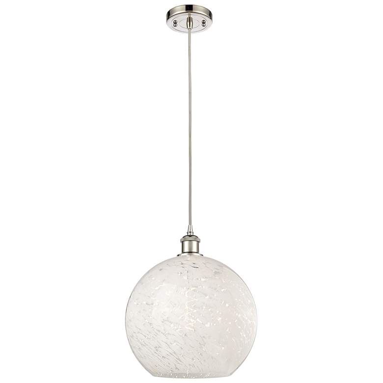 Image 1 Ballston 12" Wide Polished Nickel Corded Pendant w/ White Mouchette Sh