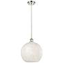Ballston 12" Wide Polished Nickel Corded Pendant w/ White Mouchette Sh