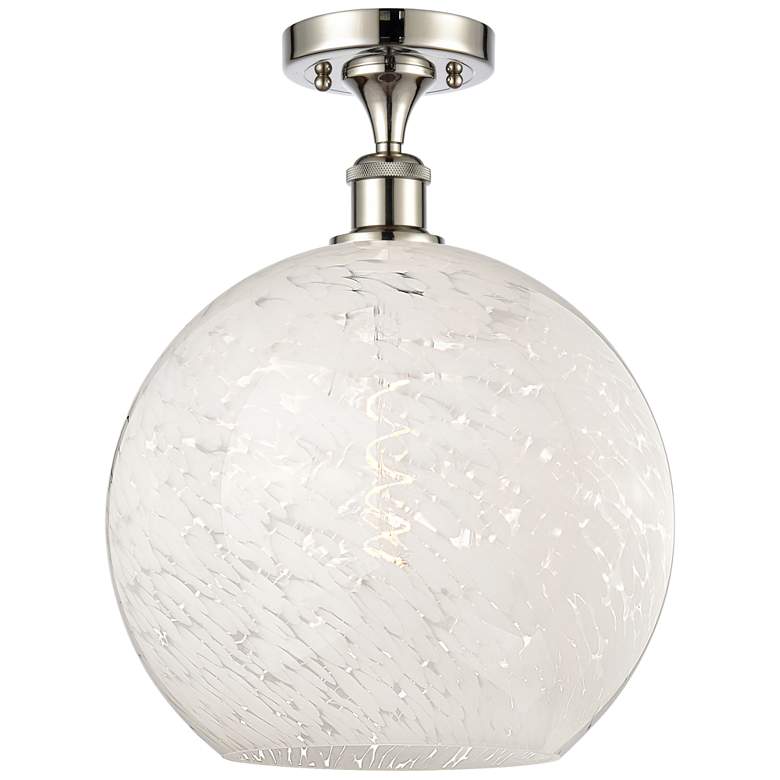 Image 1 Ballston 12" Wide Polished Nickel Semi-Flush Mount w/ White Mouchette