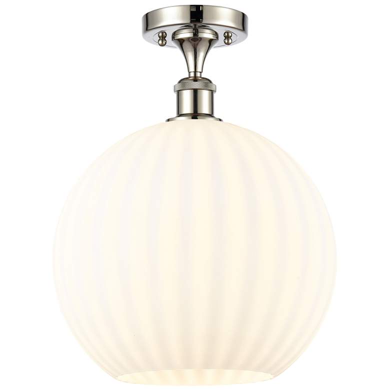 Image 1 Ballston 12" Wide Polished Nickel Semi-Flush Mount w/ White Venetian S