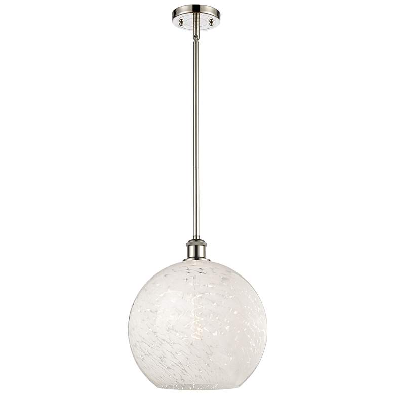 Image 1 Ballston 12" Wide Polished Nickel Stemmed Pendant w/ White Mouchette S