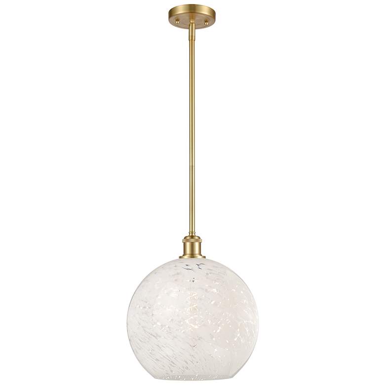 Image 1 Ballston 12" Wide Satin Gold Stem Hung Pendant With White Mouchette Sh