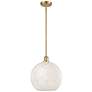 Ballston 12" Wide Satin Gold Stem Hung Pendant With White Mouchette Sh