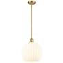 Ballston 12" Wide Satin Gold Stem Hung Pendant With White Venetian Sha
