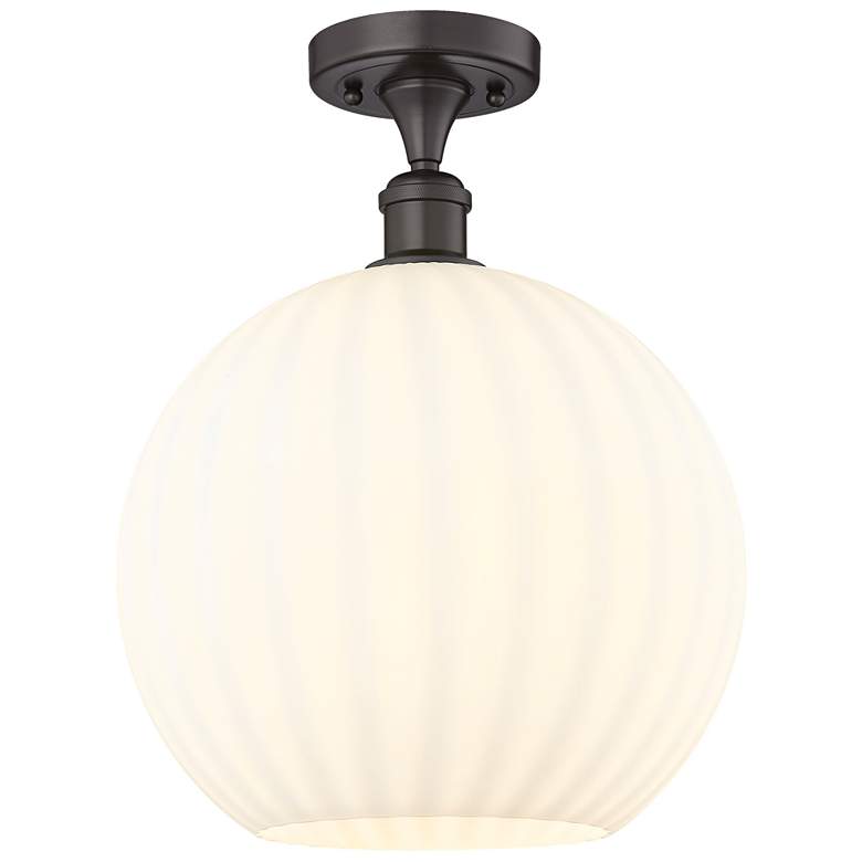 Image 1 Ballston 12"W Oil Rubbed Bronze Semi-Flush Mount w/ White Venetian Sha
