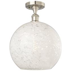 Ballston 12"W Satin Nickel Semi-Flush Mount w/ White Mouchette Shade