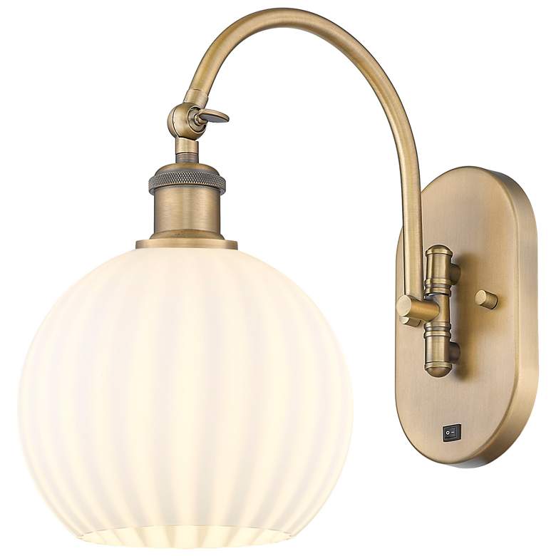 Image 1 Ballston 13.5"H Brushed Brass Horizontal Swing Sconce w/ Venetian Shad