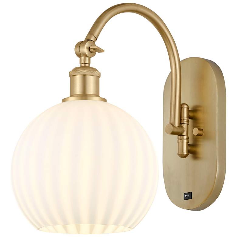 Image 1 Ballston 13.5"H Gold Horizontally Adjustable Sconce w/ White Venetian