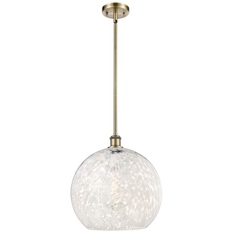 Image 1 Ballston 13.75" Wide Antique Brass Stemmed Pendant w/ White Mouchette