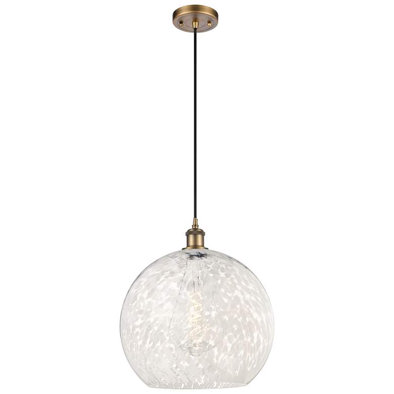 Image 1 Ballston 13.75" Wide Brushed Brass Corded Pendant w/ White Mouchette S