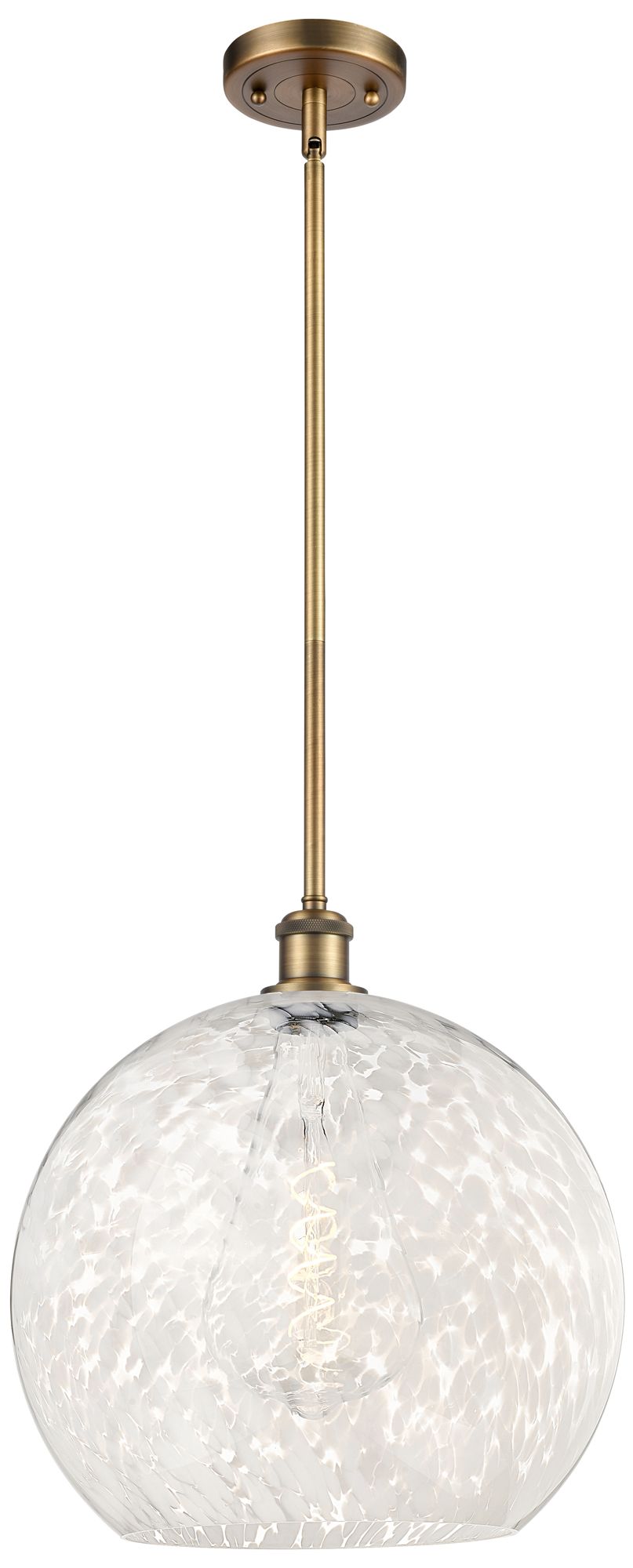 Ballston 13.75" Wide Brushed Brass Stemmed Pendant w/ White Mouchette