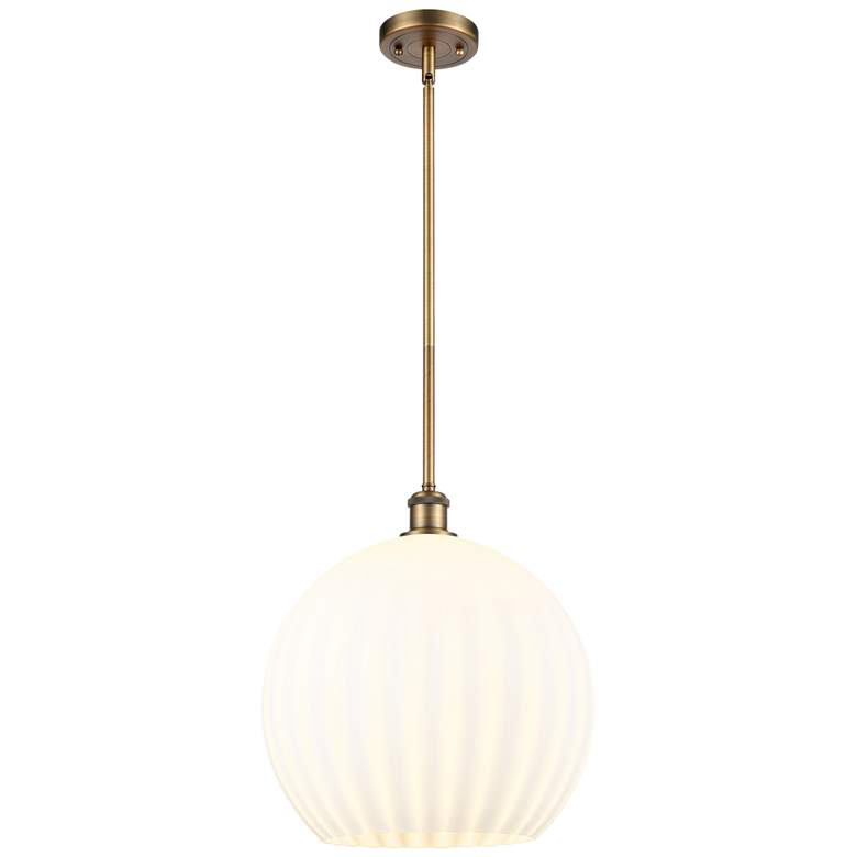 Image 1 Ballston 13.75" Wide Brushed Brass Stemmed Pendant w/ White Venetian S