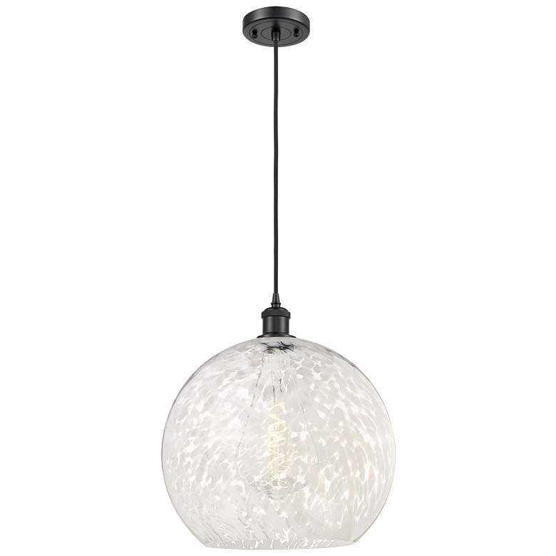 Image 1 Ballston 13.75" Wide Matte Black Cord Hung Pendant w/ White Mouchette