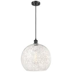 Ballston 13.75" Wide Matte Black Cord Hung Pendant w/ White Mouchette